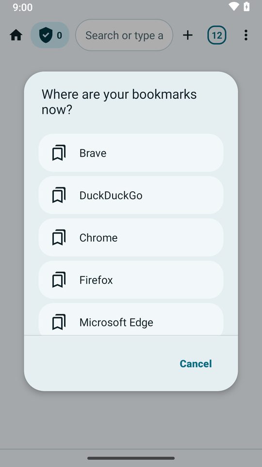 Import bookmarks